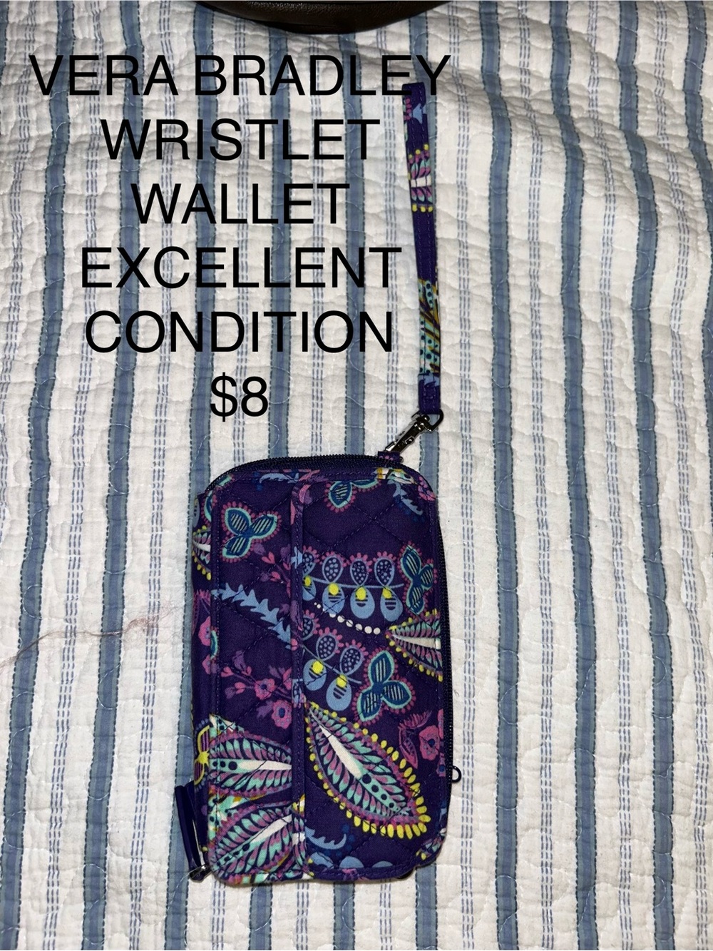 Vera Bradley Purple Floral Paisley Quilted Wristlet